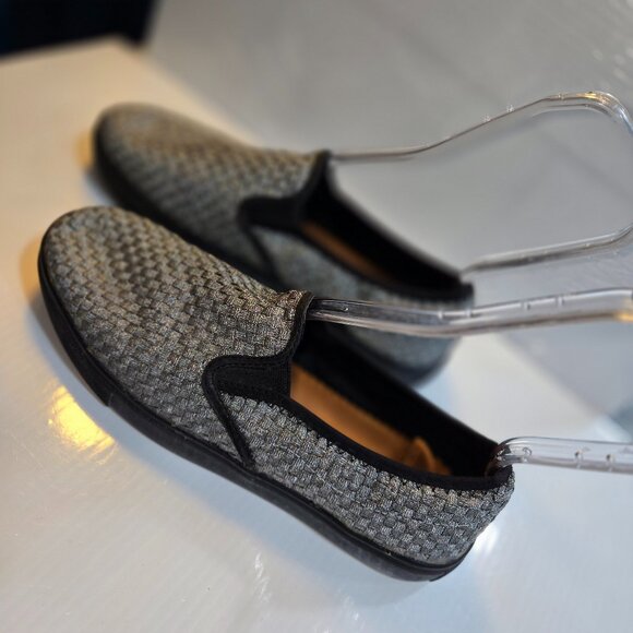Bernie Mev Verona Women's Woven Pewter Metallic Slip-On Sneakers Size 9.5 EU41 - Picture 2 of 5
